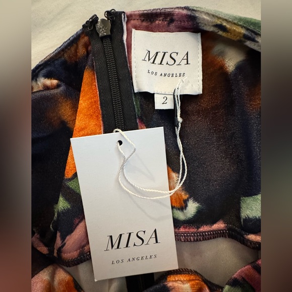 NWT MISA Anetta Painterly Libra Fleur Velvet Off the Shoulder Mini Dress - Picture 10 of 13
